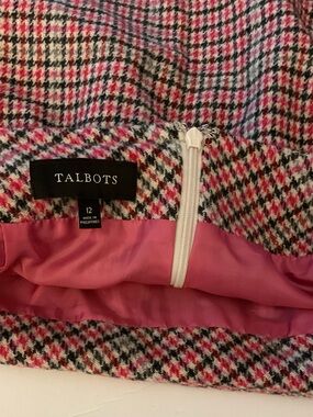 Talbots Pink Black White Houndstooth mini skirt